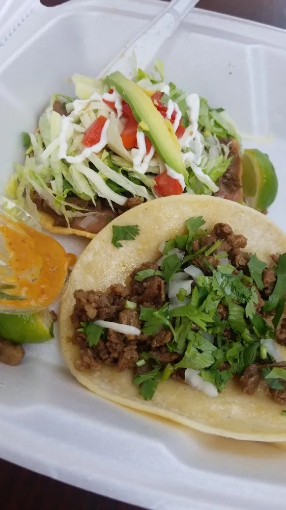 Asada Taco and Asada Tostada